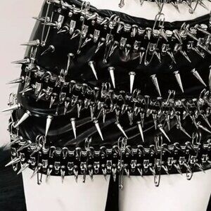 Size XS Spike skirt faux leather bullets goth punk rock